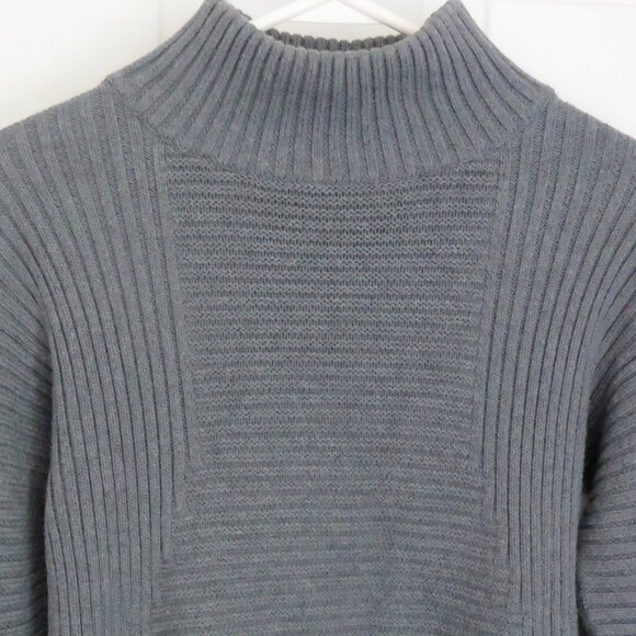 Anthropologie Akini Charcoal Gray Ribbed Knit Mockneck Long Sleeve Sweater Sz M - Picture 1 of 13